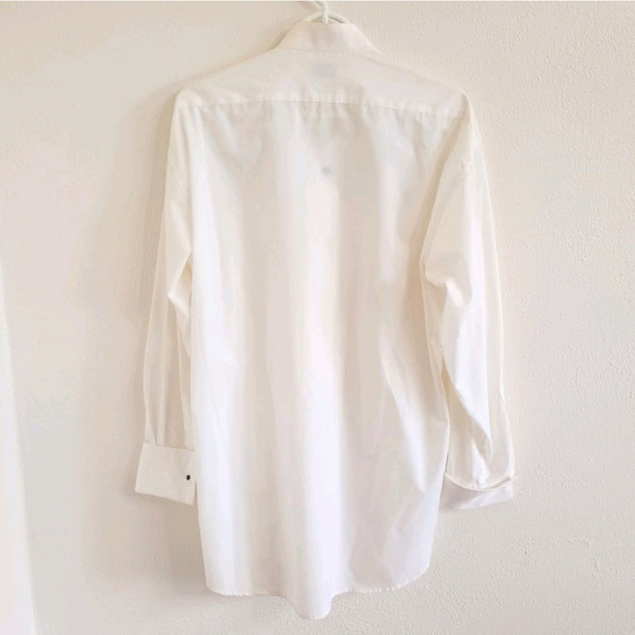 Vintage Moores Sequin Pleated Front White Dress Shirt Banded Collar Sz 15 32/33 - Picture 6 of 16